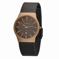 Skagen Denmark Men's Coppertone Case Black Mesh Bracelet Watch