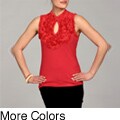 Andrea Jovine Women's Self Floral Trim Tank Top