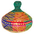 Handcrafted Ethiopian Medium Multicolor Basket with Lid (Ethiopia)