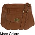 Bruges Silvertone Hardware Zip-Top Crossbody Bag