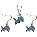 Detroit Lions Necklace and Dangle Earring Charm Set