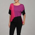 Cable & Gauge Women's Dolman Sleeve Asymmetrical Hem Top