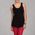Cable & Gauge Women's 'Date' Black Ruched Tank Top