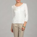 Cable & Gauge Women's Ivory Beaded Cardigan 