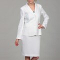 Emily Women's White Four-button Skirt Suit