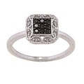 Sterling Silver 1/6ct TDW Black and White Diamond Square Fashion Ring (H-I, I2-I3)