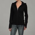 Object D Art Women's Stand Collar Stitched Detailed Zip Front Finger Sleeve ...