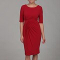 Connected Apparel Women's Lipstick Red Ruche Dress