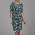 Connected Apparel Women's Elbow Sleeve Side Drape ITY Dress