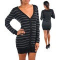 Stanzino Women's Gray-Striped Cardigan
