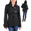 Stanzino Women's Black Wool-blend Toggle-front Hooded Jacket