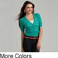 Cupio Women's Button Front Stitch Detail Cropped Cardigan