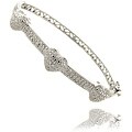 Sterling Silver Diamond Accent 3-heart Bangle Bracelet