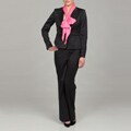 Anne Klein Women's Midnight Pink Scarf Pant Suit
