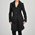 Tahari Women's Wool-blend Ruched Notched Collar Coat