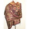 Selection Privee Paris 'BIJOUX Chocolate Brown' Reversible Floral Silk Shawl