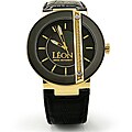 Raphael Leon Men's Goldtone Stainless Steel Diamond Watch