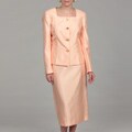 Emily Women's Peach Embellished Button Skirt Suit