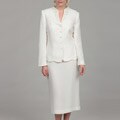 John Meyer Women's Cream 5-button Skirt Suit