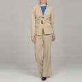 Emily Women's Khaki 2-button Jacket Pant Suit