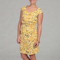 Gabby Skye Women's Yellow Floral Pleated Dress