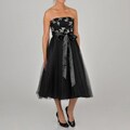 Oleg Cassini Women's Strapless Tea Length Tulle Skirt Party Dress