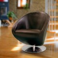 Modern Brown Leather Roundback Chair