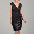 KM Collections Women's Satin Sash Lace Rosette Dress