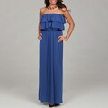 Suzi Chin Women's Porcelain Blue Ruffled Maxi Dress