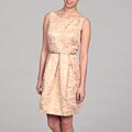 Eliza J Women's Gold Shimmer Pleated Belted Dress