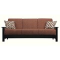 Portfolio Belfry Brown Chenille Exposed Black Wood Arm Futon Sofa Sleeper