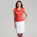 Calvin Klein Women's Coral/ White Three-button Skirt Suit