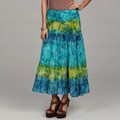 Lola P Women's Tie Dye Foil and Crochet Trim Skirt 
