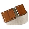 Steve Madden Women's Linen/ Cognac Stud Detail Belt