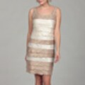 Jessica Howard Women's Ivory/ Beige Beaded Tiered Dress