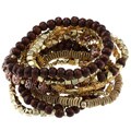 Cam & Zooey Goldtone Glass and Wood Bead Bracelets (Set of 11)