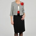 Danny & Nicole Women's Cream/Black Houndstooth 3/4-sleeve Jacket Dress Set