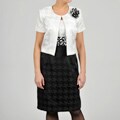 Danny & Nicole Women's White/ Black Houndstooth Short Sleeve Jacket Dress Set