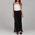 Connected Apparel Women's Black/ White Pleated Tube Top Jumpsuit