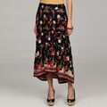 Lola P Women's Printed Chiffon Tier Long Skirt