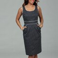 Tahari Women's Navy/ White Polka Dot Dress