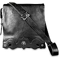 Zeyner Black Italian Vachetta Leather Messenger Bag