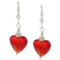 Charming Life Sterling Silver Red Glass and Crystal Earrings