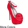 I-Comfort Women's Flower Peep-toe Mary Jane Pumps