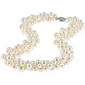DaVonna Sterling Silver White Freshwater Pearl Twisted Necklace (4-8 mm)