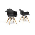 Pascal Black Plastic Mid-Century Modern Shell Chair (Set of 2)