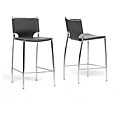 Montclare Black Leather Modern Counter Stools (Set of 2)