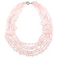 Valenza Brass Rose Quartz Chip 6-strand Necklace