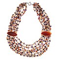 Valenza Brass 950ct TGW Agate, Amethyst and Carnelian Strand Necklace