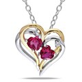 Two-tone Silver Created Ruby and Diamond Accent Necklace (1 1/5ct TGW)